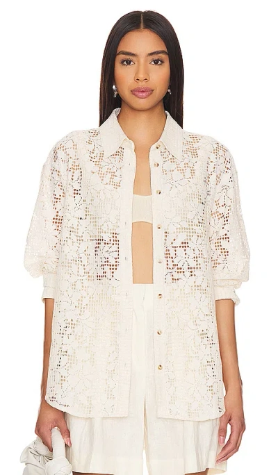 Free People In Your Dreams Lace Buttondown In 茶色