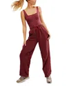 Free People Fp Movement Inbound Stretch Cotton Jumpsuit In Crimson