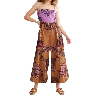 Free People Indio Sun Wide Leg Jumpsuit In Golden Combo In Multi