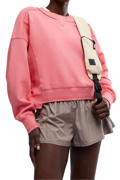 Free People Intercept Boxy Pullover In Hibiscus In Pink