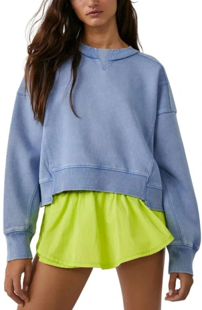 Free People Intercept Cotton Blend Sweatshirt In Blue