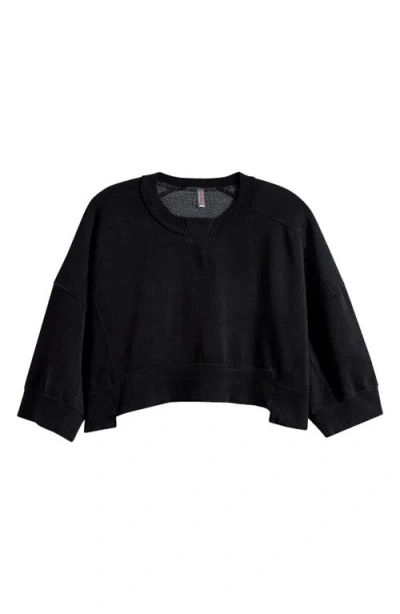 Free People Intercept Pull Crop Raglan Sweatshirt In Black