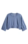 Free People Intercept Pull Crop Raglan Sweatshirt In Blue