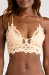 Free People Adella Longline Lace Bralette In Pink Petal In Neutral