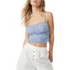 Free People Intimately Fp Double Date Embroidered Mesh Crop Camisole In Astral Blue Combo