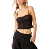 Free People Intimately Fp Double Date Embroidered Mesh Crop Camisole In Black Combo