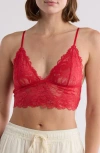 Free People Intimately Fp Everyday Lace Longline Bralette In Red