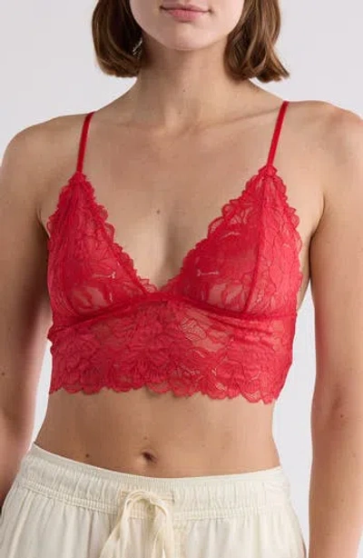 Free People Intimately Fp Everyday Lace Longline Bralette In Red