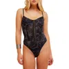 Free People Intimately Fp Floral Mesh Bodysuit In Black