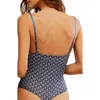 Free People Night Rhythm Printed Bodysuit In Navy Combo In Blue