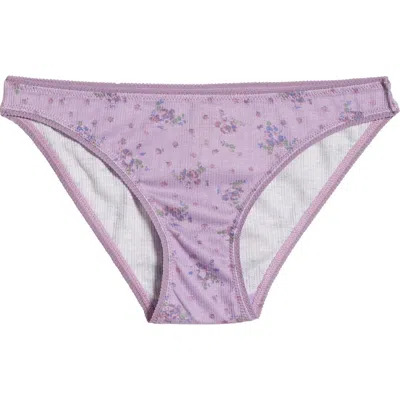 Free People Intimately Fp Floral Print Pointelle Bikini In Grape Combo