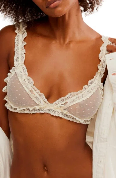 Free People Intimately Fp Heart To Heart Dotted Mesh Bralette In Ivory