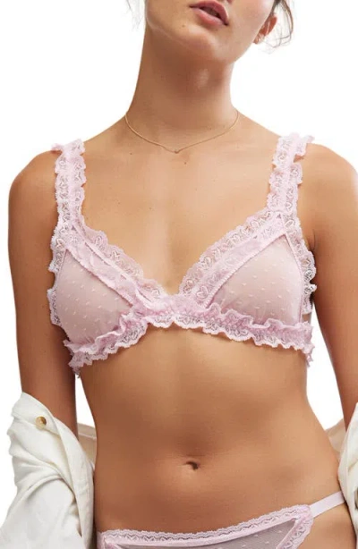 Free People Intimately Fp Heart To Heart Dotted Mesh Bralette In Pink