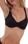 Free People Intimately Fp Home Grown Stretch Cotton Eyelet Underwire Bra In Black