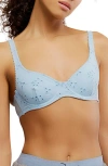 Free People Intimately Fp Home Grown Stretch Cotton Eyelet Underwire Bra In Blue