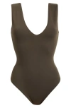 Free People Intimately Fp Keep It Sleek Bodysuit In Tarmac