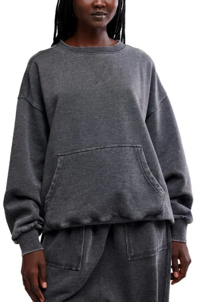 Free People Intimately Fp Slow It Down Oversize Cotton Blend Sweatshirt In Gray