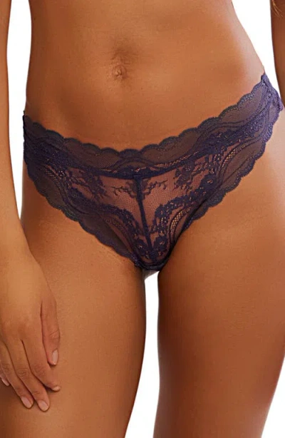 Free People Intimately Fp Spring Fever Sheer Lace Thong In Purple