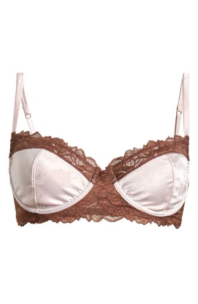 Free People Intimately Fp Spring Fling Lace & Jacquard Underwire Bra In Mauve Chalk