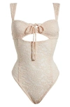Free People Intimately Fp Strike A Pose Lace Bodysuit In Peach Dust