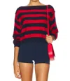 Free People Into The Blue Stripe Crop Sweater In Multi