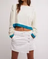 Free People Into The Blue Stripe Crop Sweater In Multi