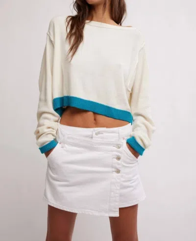 FREE PEOPLE INTO THE BLUE PULLOVER IN TROPICAL BLUE COMBO