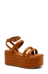 Free People Iris Flatform Sandal In Luggage Leather