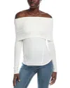 Free People Iris Off The Shoulder Long Sleeve Cotton Blend Knit Top In White