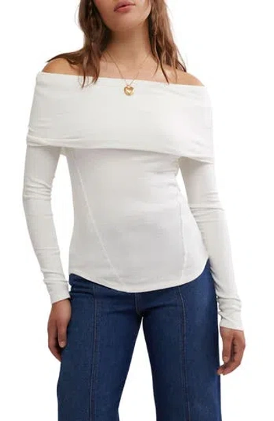 FREE PEOPLE FREE PEOPLE IRIS OFF THE SHOULDER LONG SLEEVE COTTON BLEND KNIT TOP