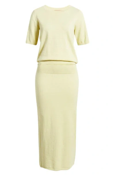 Free People Isabella Cotton & Linen Knit Sweater & Maxi Skirt Set In Brown