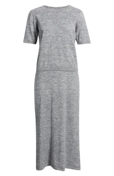 Free People Isabella Linen Blend Knit Sweater & Maxi Skirt Set In Gray
