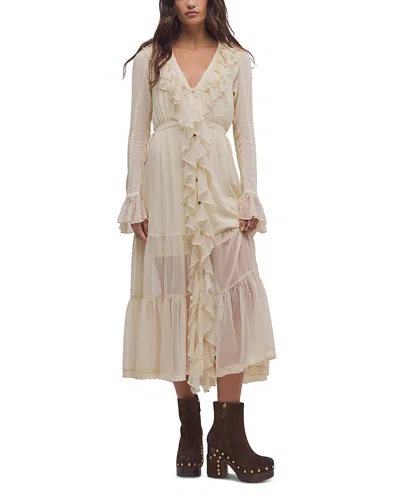 Free People Isla Ruffle Front Midi Dress In Neutral
