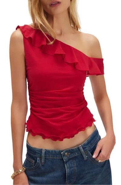 Free People Isla Ruffle One-shoulder Crop Top In Red