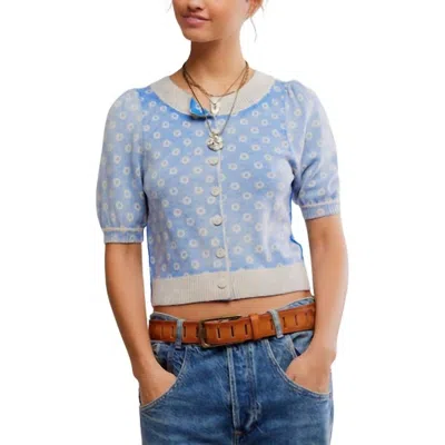 FREE PEOPLE ISLA SOLID CARDI IN BLUE COMBO