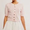 Free People Isla Solid Cardigan In Pale Pink