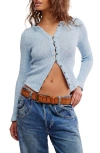 Free People It's On Rib Cardigan In Blue