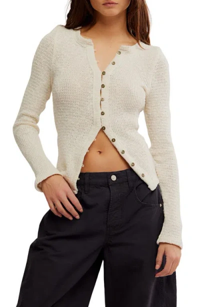 Free People It's On Rib Cardigan In White