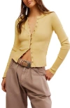 Free People It's On Thermal Rib Button-up Shirt In Moonstone