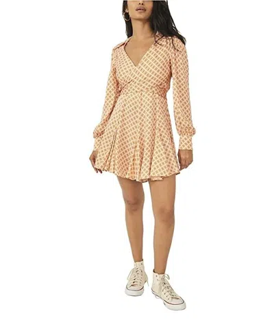 Free People It Takes Two Dress Womens Ivory Geometric V-neck A-line Jdm578 In Multi