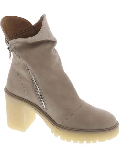 Free People Jack Zip Womens Leather Block Heel Ankle Boots In Gray