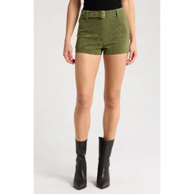 Free People Jada Belted Faux Suede Shorts In Olive