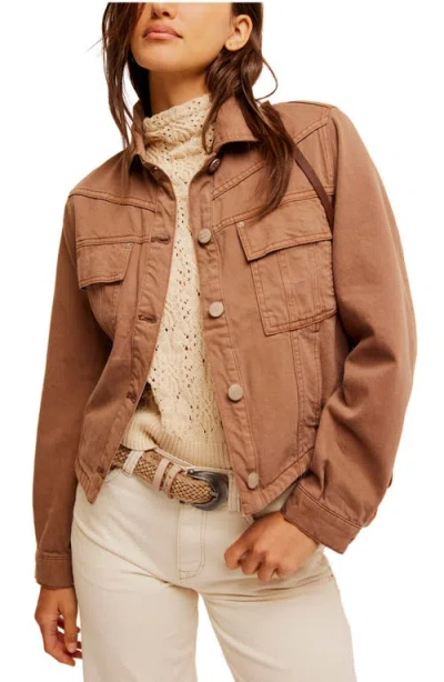 Free People Jade Denim Jacket In Chocolate Mousse