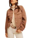 Free People Jade Denim Jacket In Chocolate Mousse