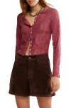 Free People Jae Button-up Top In Burgundy