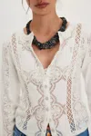 Free People Jae Knit Long Sleeve Blouse In Sugar Swizzle In White