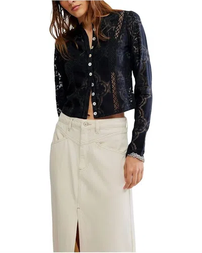 FREE PEOPLE JAE KNIT LONG SLEEVE SHIRT IN BLACK