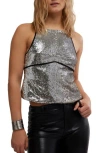 Free People James Sequin Apron Tank In Silver Combo