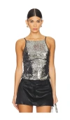 Free People James Sequin Apron Tank In Metallic Silver