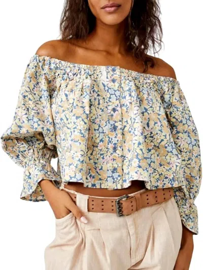 Free People James Smock Top In Chambray Combo In Multi